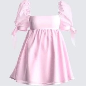 Elegant Pink Puff Sleeve Dress